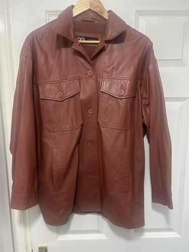 Zara women leather shirt - leather,