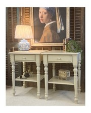 French Country Style Pair Of Bedside Tables With A Drawer And Shelf
