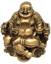 Feng Shui Laughing happy money buddha Sitting dragon chair statue decor gift