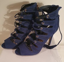 Anne Michelle Glamorous Blue High Heel Lace Up Shoes UK Size 6 EU 39 With Box