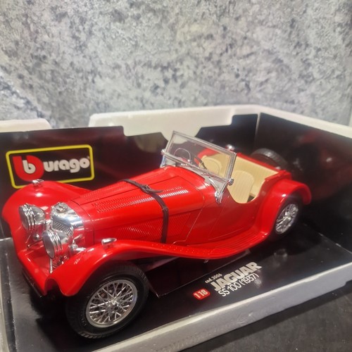 Burago red jaguar - red, ss100