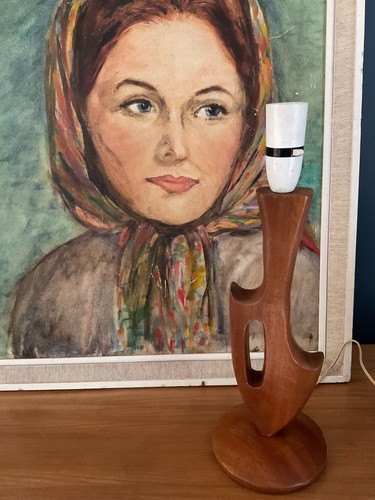 Vintage 1960s teak table - 1960s, lamp