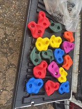 Set of 17 rock climbing holds for indoor bouldering wall, training system board