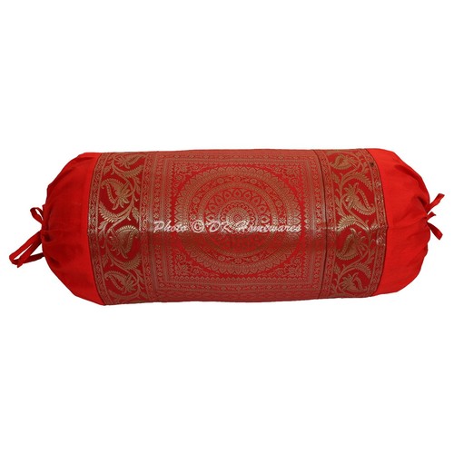 Red bolster cover brocade - bolster,
