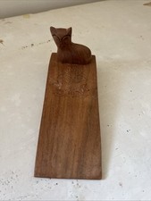Wooden Door Stop Wedge With Cat