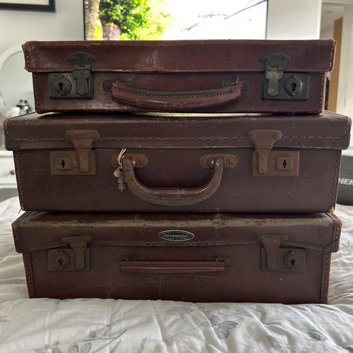 Vintage brown suitcases set - 3,