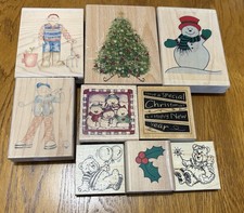 Mixed Lot of Wooden Stamps Card Making Scrap Booking Die Cutting Craft Christmas