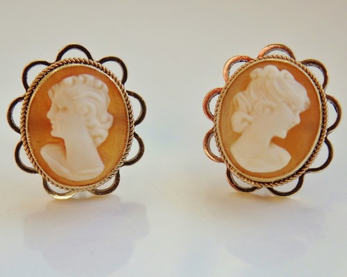 Fine vintage 9ct gold - gold, cameo