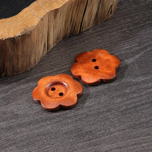 10pcs wooden flower buttons - 10pcs,