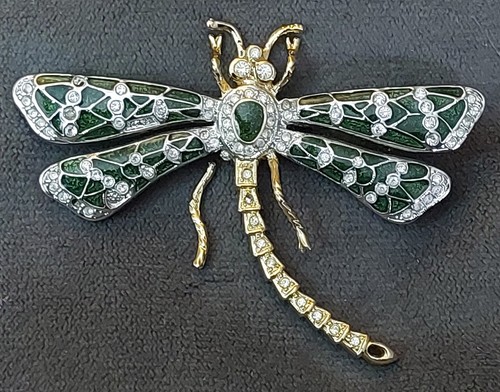 Vintage dragonfly green enamel - vintage,