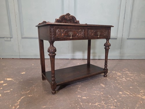Antique oak carved console - carved,