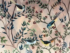 Velvet fabric harlequin birds - fabric,