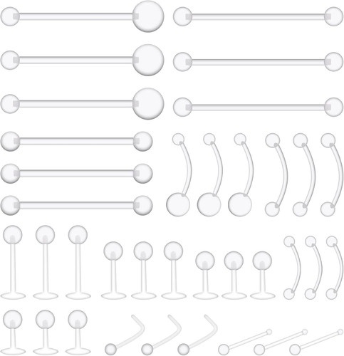 36pcs clear piercing jewelry - clear,