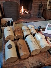 8 Antique Vintage Stoneware Hot Water Bottles, Bed, Foot Warmer