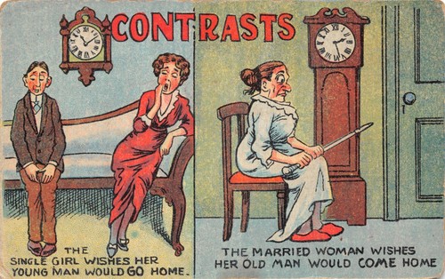 Old comic postcards courting - old,