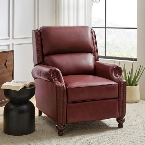 Burgundy red genuine leather - red,