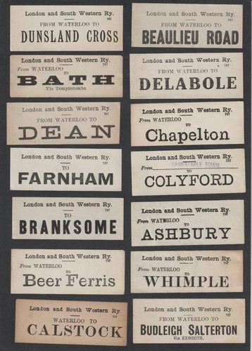 Fourteen old luggage labels - old,