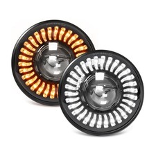 PAIR 7" LED HEADLIGHTS HALO E MARKED RHD FOR LAND ROVER DEFENDER 90 110 TDI TD5