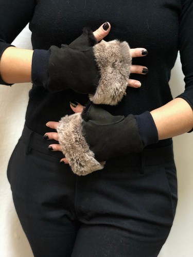 Fingerless gloves made - , of