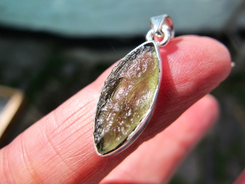 Moldavite crystal pendant - moldavite,
