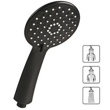Universal Black 3 Mode Multi Function Anti-Limescale Shower Head Water Saving