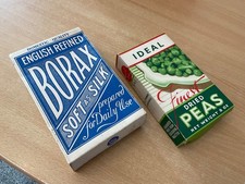 1940’S GROCERY BORAX  SOAP & IDEAL PEAS CARDBOARD EMPTY PACKETS ORIGINAL ITEMS