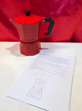 STOVETOP ESPRESSO MAKER 3 CUP COFFEE PERCULATER RED USED - GENERIC INSTRUCTIONS