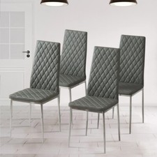 2/4/6x PU Leather High Back Dining Chair Set Metal Milan Seat Dinner Cafe Chairs