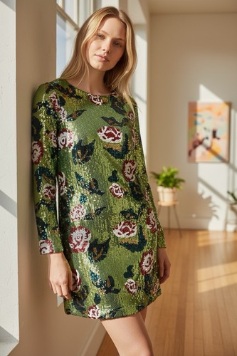 Floral stretchy sequin - stretchy,