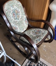 BENTWOOD THONET STYLE UPHOLSTERED ROCKING CHAIR