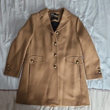 Zara Manteco Wool Camel Coat UK L 12-14 Military Gold Buttons New Never Worn