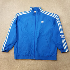 Adidas Mens Track Jacket Large Blue Firebird Originals Windbreaker Trefoil Shell