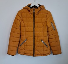 Papaya Puffer Jacket Size 8 Plain Mustard Hooded Padded Quilted Short Coat