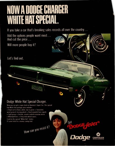 Dodge 1969 charger white - charger, hat
