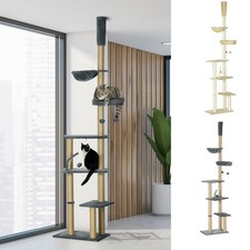 6-Tier Floor to Ceiling Cat Tree with Scratching Post, Bed, Hammock