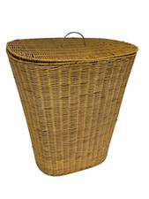 Large Wicker Rattan Laundry Hamper Basket Retro Storage with Lid  | A9T G461
