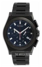 Rare GUCCI Pantheon 115.2 YA115237 Black Chronograph Watch.  Box Papers Tags. 