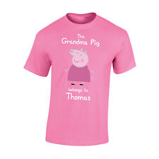 Personalised Grandma Pig T-Shirt-Kid Novelty Cartoon Mother's Day Present Gift