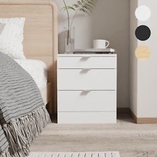 Modern 3 Drawers Bedside Table with Shelf Nightstand Bedroom Furniture Storage