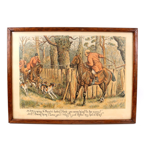 Hunting scene chromolithograph - scene,