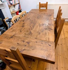 Solid oak dining table and 4