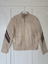 Leather two tone brown zip up biker jacket racing. Large. Wolverine. Racing 