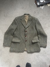 Harris Tweed Dunn & Co The Crofters Brown Dogtooth VTG Blazer Jacket 