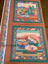 Southwest Pastel Fabric Pillow Panel VIP Cranston Print  Cactus Pottery
