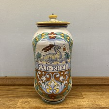 Rad-Rhei lidded Jar Deruta Ceramic Italy 244/25  hand painted pottery. Beautiful