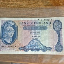 Old Five £5 Pound Note , Very Good Condition obrien chief cashier early  numbers