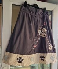 Ladies Applique Skirt Embroidered Cotton Lined Flared Skirt Office Wear Size 8