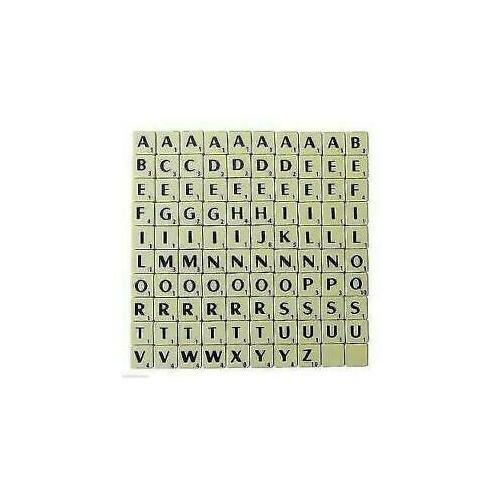 Tiles ivory black letters full - tiles, ivory/black