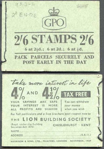 F60 booklet nov 1957 wmk - booklet,