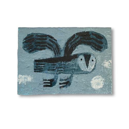 Flying owl aceo original - "flying,